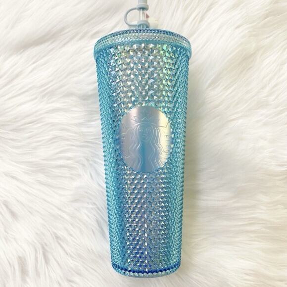 NEW Starbucks 2020 China Blue Diamond Studded Tumbler Venti Bunny Topper Rare - Picture 2 of 13